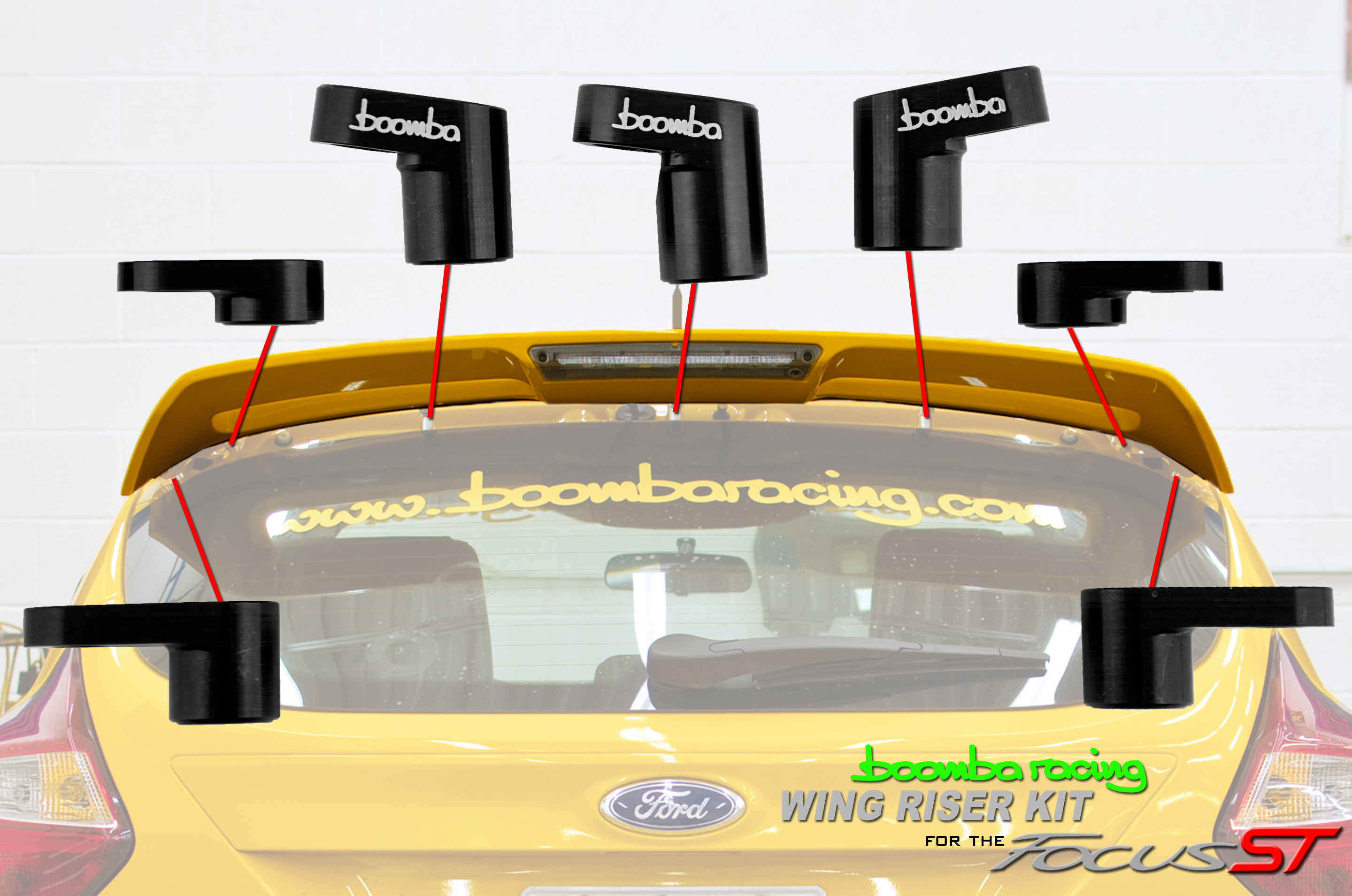 Boomba Racing WING RISER KIT SILVER for 2013 Ford Focus ST